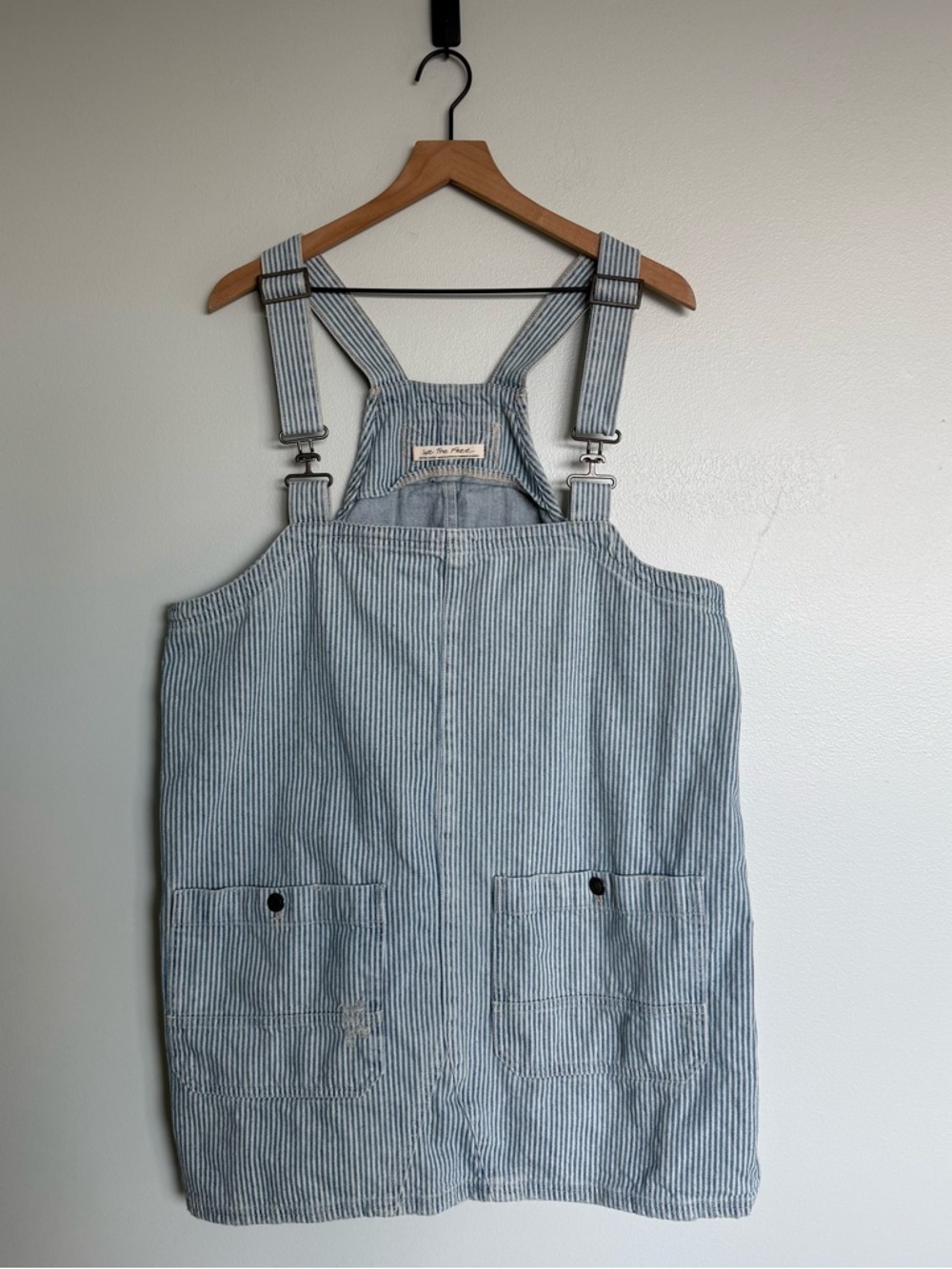 Free People We The Free Overall Smock Mini Striped Railroad Top Jumper Dress - Picture 3 of 7